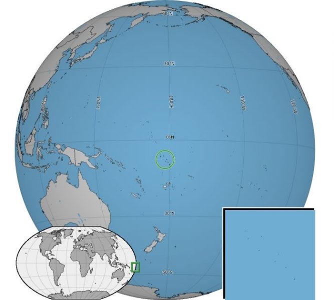Ostrovy patriace pod Tuvalu na mape.