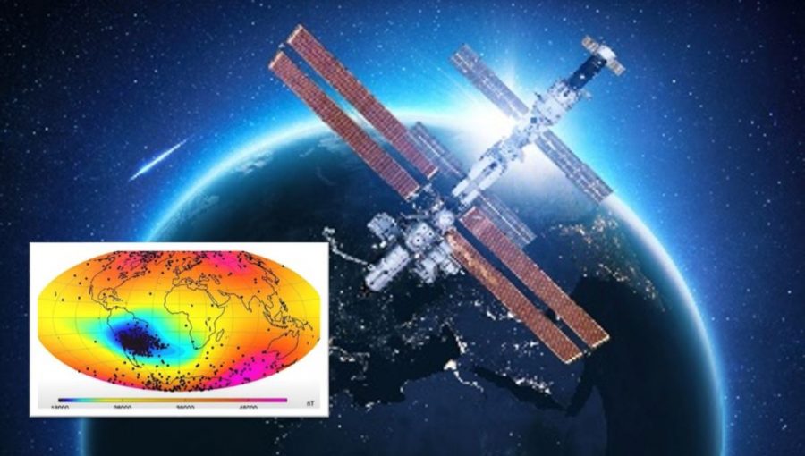 Juhoatlantická anomália. Zdroj: Youtube/Science Alert, iStock/Alones Creative