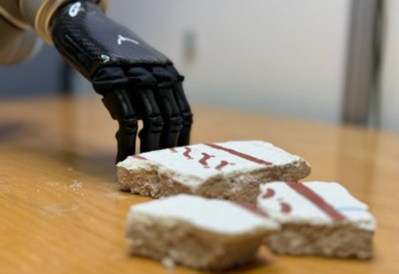 Robot používa dve ramená s flexibilnými uchopovacími rukami v dvoch veľkostiach a vizuálne senzory na identifikáciu, uchopenie a skladanie fragmentov.