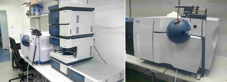 Chromatograf Ultimate 3000 RSLC nano a hmotnostný spektrometer Amazon SL, ktoré využívame na proteomické analýzy