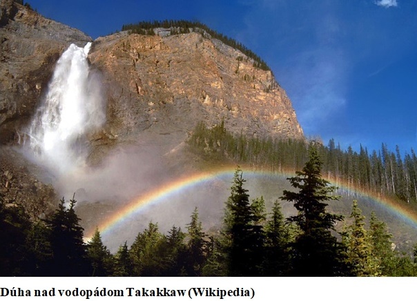 Dúha nad vodopádom Takakkaw (zdroj: Wikipedia)