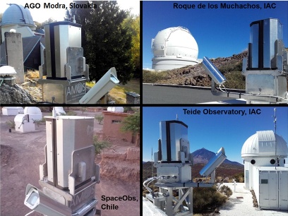 Systémy AMOS (All-Sky Meteor Orbit System) a spektrálne kamery AMOS-HSpec v rámci našej globálnej siete (vyvinuté na našom pracovisku)
