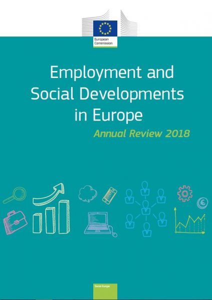 Obálka publikácie: Vývoj v oblasti zamestnanosti a sociálnej situácie v Európe 2018