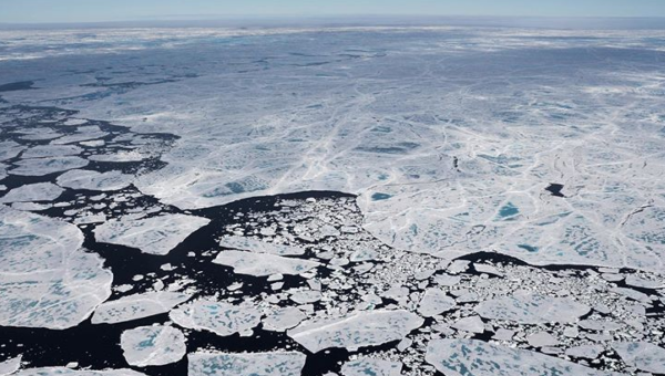 Na foto: roztápajúci sa ľad vo Framskom prielive. Autor: Stefanie Arndt Zdroj: Instagram AWI