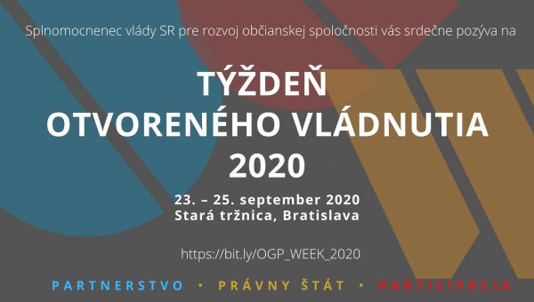 Pozvánka na Týždeň otvoreného vládnutia 2020, Zdroj: Iniciatíva pre otvorené vládnutie