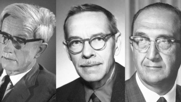 Max Delbrück, Alfred D. Hershey a Salvador E. Luria. Foto: Nobelprize.org