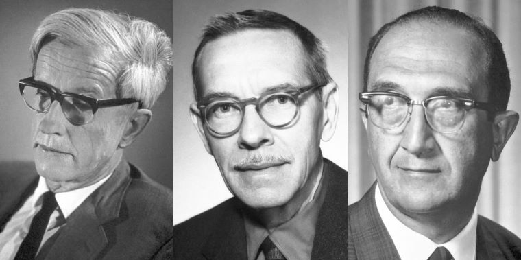 Max Delbrück, Alfred D. Hershey a Salvador E. Luria. Foto: Nobelprize.org
