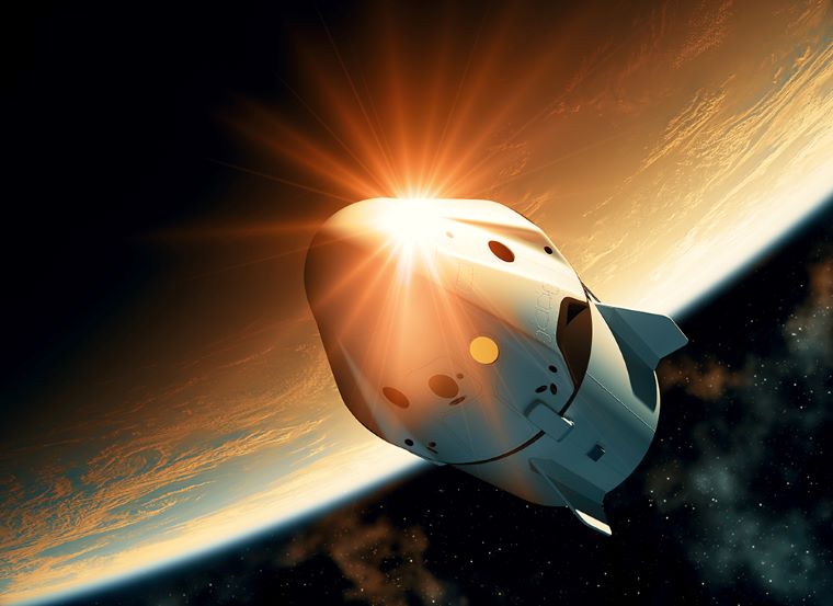 Ilustračný obrázok: Kapsula Crew Dragon na obežnej dráhe Zeme. Zdroj: iStock