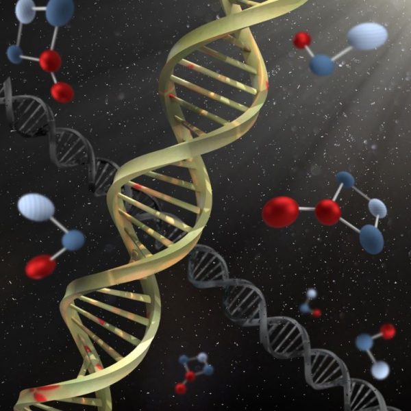 Ilustračný obrázok: DNA, chemická mriežka, vesmír. Zdroj: Pixabay.com