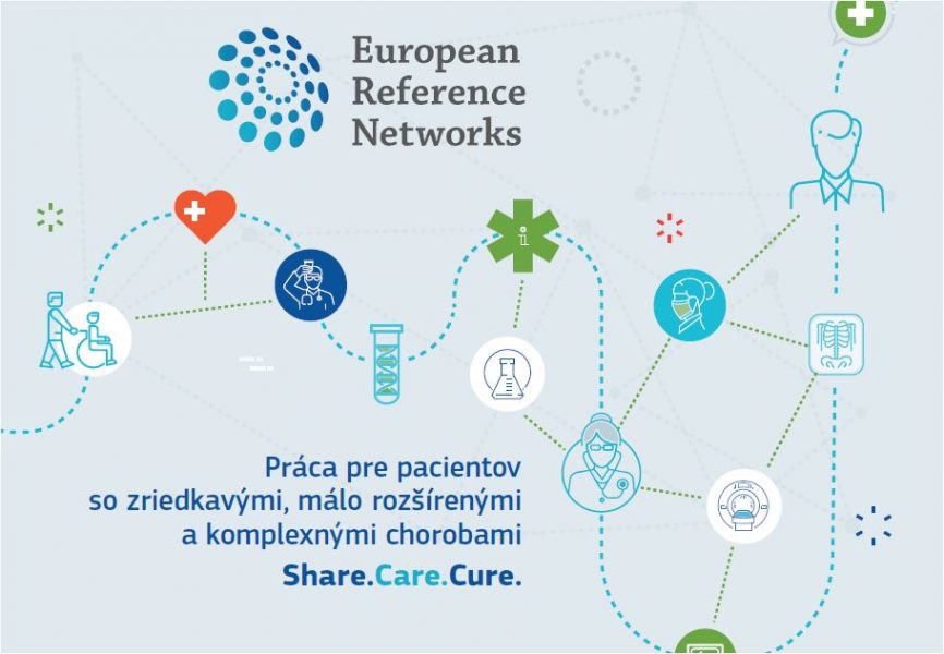 obálka publikácie:European reference Networks: Práca pre pacientov so zriedkavými, málo rozšírenými a komplexnými chorobami Share.Care.Cure.