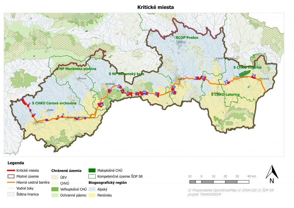 KRITICKÉ MIESTA NA MAPE  (Zdroj: WWF Slovakia)