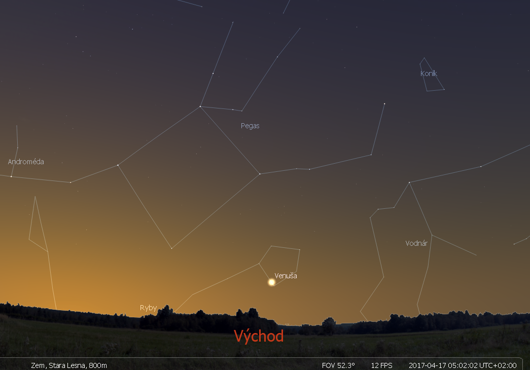 Obr. 4: Venuša nad východným ranným obzorom robí predskokana Slnku.