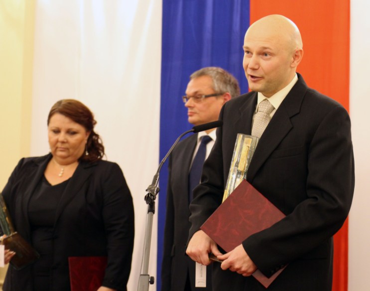 RNDr. Boris Klempa, DrSc. počas príhovoru po prebratí ocenenia