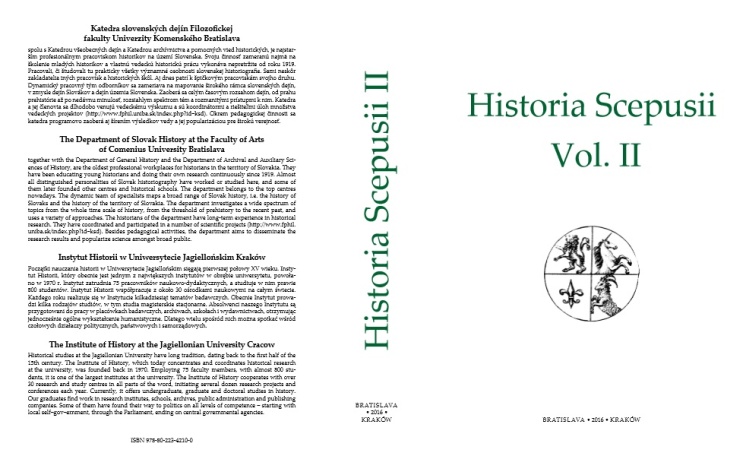 Vizuál obálky Historia Scepusii  II