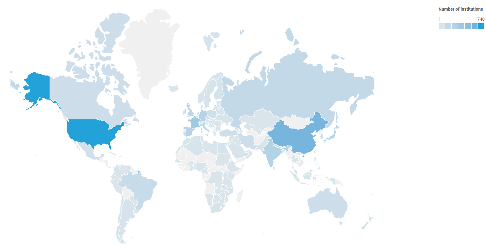 mapa inštiúcií podľa intenzity modrej
