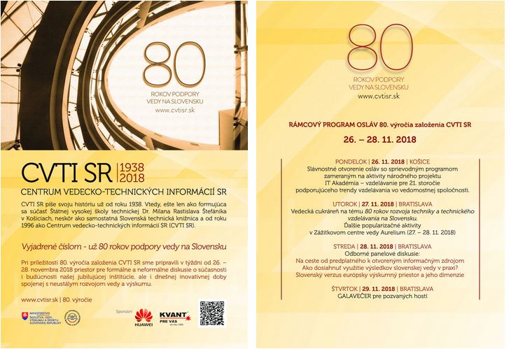 Rámcový program osláv 80. výročia založenia CVTI SR