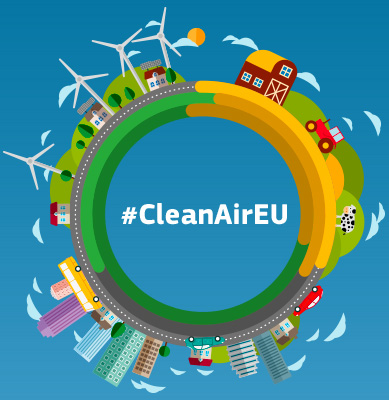 Ilustračný obrázok CleanAirEU: logo podujatia Fórum pre čisté ovzdušie