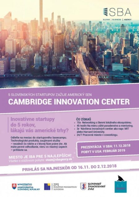 mesačný pobyt v startupovom Cambridge Innovation Center v USA
