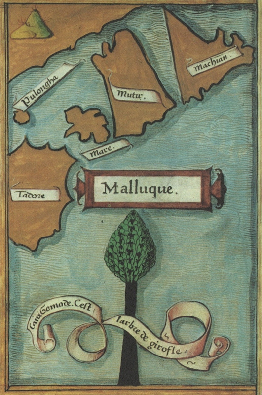 Vyobrazenie Molúk na dobovej mape