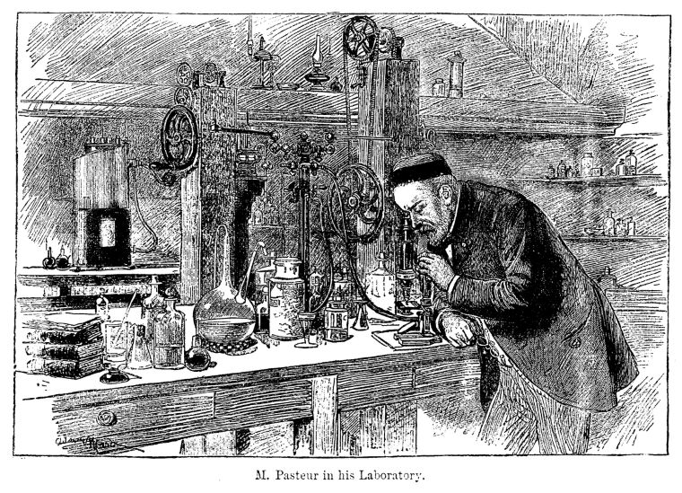 Grafika zobrazujúca Louisa Pasteura v laboratóriu. Zdroj: iStock