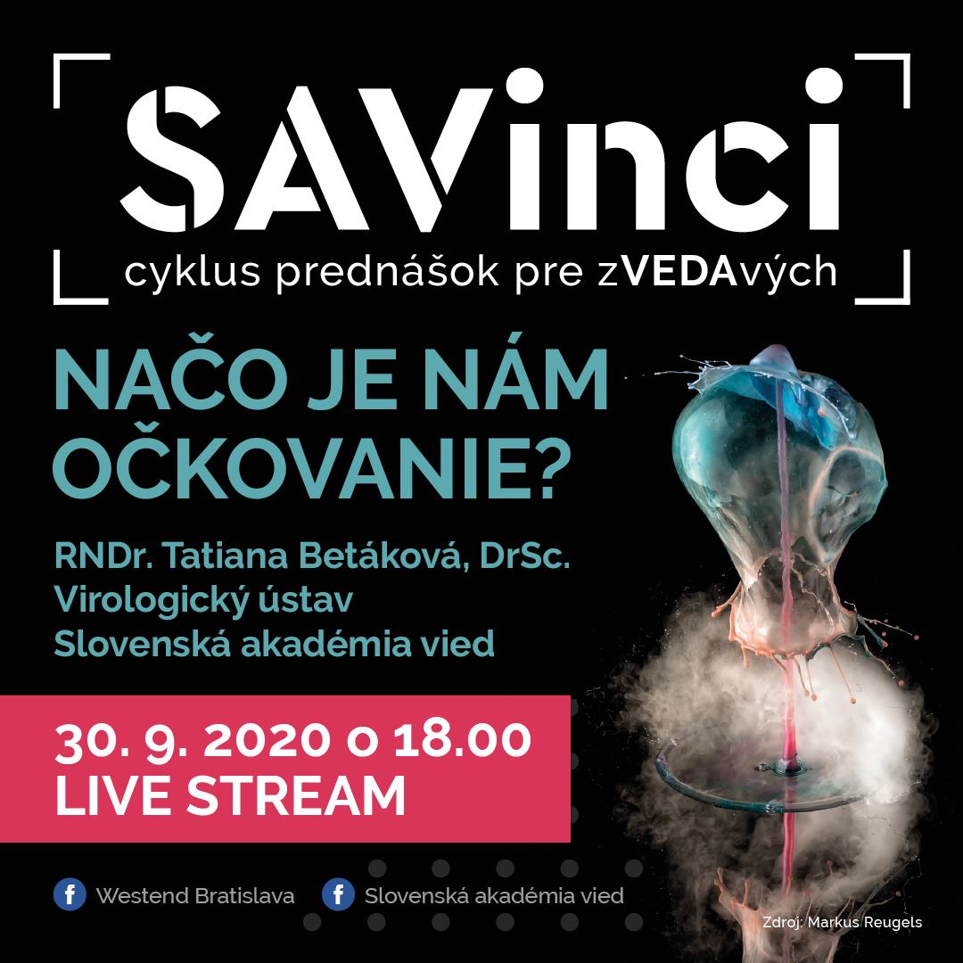 Pozvánka na ďalšiu prednášku SAVinci, Zdroj: SAV